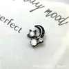 Pendientes serie tinta negra de aleación de titanio F-136, rosca interna de titanio G23, anillos de labio de circonita cúbica, joyería para piercing