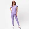 Pantalones de Uniforme Médico para Enfermería Elásticos Cuello en V Uniforme de Enfermera Hospital de Mascotas Clínica Dental Pierna Recta Ropa de Trabajo