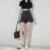 Shorts de Mezclilla Casual de Pierna Ancha con Borde Enrollado Estilo Ins a la Moda para Mujer, Nuevos Pantalones Cortos de Mezclilla Rectos Holgados Línea A para Primavera/Verano