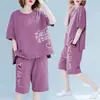 Talla Extra 5XL Verano Nuevo para Mujer Camiseta de Manga Corta Shorts Sueltos Conjunto de Dos Piezas Casual para el Hogar Conjunto de Pijama para Mujer