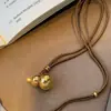 Plata Pura S925 Nuevo Estilo Chino Artesanía CNC Panal Calabaza Cuerda Marrón Cadena para Suéter Lujo Ligero Elegante Calabaza de Plata