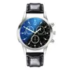 Ventas Directas de Fábrica Reloj de Pulsera de Acero de Tres Ojos con Cristal de Luz Azul Colorido Reloj de Cuarzo para Hombre Regalo Reloj para Hombre al Por Mayor