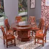 Nueva Mesa Redonda Grande Tallada Estilo Chino Mesa de Comedor y Sillas Todo Madera Maciza Combinación Mesa de Comedor para Hogar Restaurante Hotel Muebles Antiguos Ming y Qing