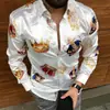 Camisa Floral Personalizada Tendência Nova Primavera/Verão 2026 para Homens, Manga Longa Coroa Estampada Casual, Camisa Social Masculina
