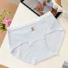 Ropa Interior de Algodón Puro A335 para Mujer, Cintura Media, Lindo Osito, Borde con Volante, Bragas para Damas, 100% Algodón Puro, Antibacteriano, Resistente