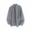 Camisa Masculina Jianheng Cinza com Listras Finas de Manga Longa, Roupa Formal Leve Business Casual, Camisa de Algodão de Alta Qualidade, Jaqueta Feminina Estilosa