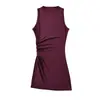 Nuevo top de tirantes plisado con abertura lateral estilo europeo y americano, minifalda bodycon 2026 verano sin mangas, top adelgazante entallado a la cintura, venta al por mayor