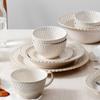 Platos de Venta Caliente Transfronterizos, Tazones de Arroz, Encaje, Vajilla Creativa de Horno Doméstico, Tazones de Porcelana, Platos de Cerámica, Tazones, Juego de Palillos y Cucharas