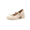 Sapatos Casuais Estilo Coreano de Salto Médio Grosso com Tiras de Laço, Sapatos Plataforma de Solado Grosso, Sapatos de Cano Baixo, Tamanhos 33-43