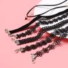Traje de collar de encaje punk gótico con tatuaje elástico negro transfronterizo, traje de collar negro con flor de perla pequeña