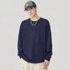 Camiseta Masculina de Manga Longa 230G Algodão Penteado Pesado Outono e Inverno Gola Redonda Gola Alta com Base de Moletom Masculino Tendência