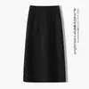 Falda de Traje Simple de Lunares para Mujer, Falda Recta de Línea A Adelgazante de Cintura Alta para Primavera y Verano con Abertura, Elegante Falda Bodycon de Longitud Media