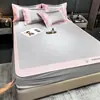 Juego de Tres Piezas de Alfombrilla de Seda de Hielo de Color Sólido de Gama Alta, Alfombrilla Plegable Fresca de Verano Lavable para Aire Acondicionado, Alfombrilla de Alta Densidad