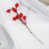 Flor Artificial Fruta de la Fortuna Decoración Navideña Fruta Roja Tallo Único Bayas Venta al por Mayor Acebo Pequeño Sala de Estar Adornos para las Fiestas de Año Nuevo