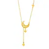 Collar con Colgante de Estrella Cepillada Color Arena Dorada, Luna con Destellos Láser, Borla, Mismo Estilo que Puzuo Gold Shop, Nuevo Estilo Chino, Cadena Única Personalizada para la Clavícula para Mujer