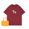 Camiseta de manga corta con estampado de poni estilo americano de seda de leche para hombres y mujeres, corte holgado, top casual versátil para parejas