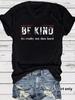 Camiseta de verano para mujer de Amazon, estilo europeo y americano, con estampado BEKIND, cuello redondo, manga corta, informal, de moda, con estampado de comercio exterior explosivo