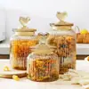 Pote de Vidro Selado Criativo Pote de Armazenamento Coração Âmbar Transparente Alto Valor para Lanches Doces Chá com Tampa