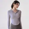 Sudadera Personalizada Media Cremallera Manga Larga Ropa Deportiva Alta Elasticidad Color Piel Ajustada Manga Larga Ropa Fitness Yoga Top para Mujer