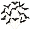 24 Piezas Bandera Creativa de Murciélago para Pastel de Halloween, Adecuada para Insertar en Decoración de Pastel de Halloween