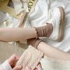 Meias Femininas de Meia-Cança para Primavera, Meias da Moda Estilo Ins, Meias Longas Trançadas de Fio de Algodão, Meias Simples Japonesas Lolita Estudante