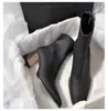 Botines de tacón alto para mujer, tacón grueso, botines elásticos, nueva colección de otoño 2026, botines de punta cuadrada estilo coreano, botines de moda y elegantes
