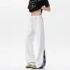 Pantalones Casuales de Retazos Cuadros Estilo Retro Americano para Hombre, Sueltos, Ligeramente Acampanados, Pierna Recta, Pantalones Deportivos de Chándal, Versión Extendida para Hombres Altos
