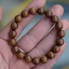 Pulseira de Madeira de Guaiaco Estilo Antigo com Contas de Pílula, Pulseira de Contas Cilíndricas Não Fases, Contas de Buda de Alta Densidade de Óleo, Feita de Madeira Natural, Não é Sândalo Verde