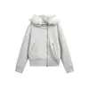 Sudadera con capucha estilo retro americano de retazos con cuello de pelo para hombre y mujer, diseño de otoño e invierno, chaqueta corta gruesa, moderna