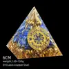 Transfronterizo 6cm Cristal Natural Letra Dorada Adorno Decorativo de Escritorio para el Hogar Pirámide de Resina para Chakra Yoga Meditación