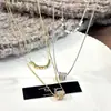 Colar de Zircônia de Camada Dupla para Mulheres, Corrente para Suéter Tendência, Corrente de Clavícula de Camada Dupla Prateada de Luxo Leve de Nicho