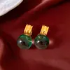 Brincos de Tarraxa Redondos de Resina com Agulha de Prata Vintage, Brincos de Tarraxa Modernos e Simples, Brincos de Luxo Leve de Alta Qualidade para Mulheres