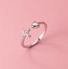 Anillo de Cruz de Corazón con Diamantes Completos de Plata S925 Nalan Europeo y Americano Simple Elegante Anillo Abierto para el Dedo Índice J9756