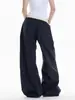 Calça Casual Relaxada Xadrez Estilo Americano para Mulheres, Nova Outono Vintage Solta Preguiçosa Emagrecedora Wide-Leg Esportiva Tendência