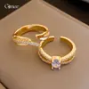 Anillo Geométrico Abierto de Circonita Estilo Minimalista Europeo y Americano Anillo de Dedo Índice de Gama Alta Nicho Joyería de Moda Exquisita Personalizada para Mujeres
