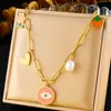 Moda Retro Transfronteiriço Novo Azul Turquesa Amor Sol Mang Estrela Gota Óleo Olhos Pingente Corrente Colar de Aço Inoxidável