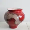 Vaso Cerâmico Redondo Vermelho Estilo Chinês Moderno Sala de Estar Ornamentos de Flores Quarto Modelo Casa de Temporada Entrada Decorações de Alto Padrão