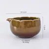 Juego de cuenco de matcha estilo japonés, cuenco de matcha de cerámica torneado en horno con gradiente y pico, soporte para batidor de matcha, herramientas de preparación de matcha