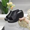 Pantuflas de Suela Gruesa para Exterior de Mujer Verano 2024 Estilo Europeo y Americano Impermeables Plataforma Tacón de Plataforma Tacón de Cuña Sandalias Realzadoras de Altura para Mujer