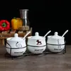 Juego Creativo de Tarros de Cerámica para Condimentos Caja de Tarros para Condimentos Estilo Coreano Botella Tarro para Sal Juego de Tres Piezas Tarro de Almacenamiento para Artículos de Cocina