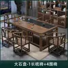 Novo conjunto de mesa de chá e cadeiras de madeira maciça estilo chinês para varanda de apartamento pequeno, conjunto para sala de estar de chá kung fu para casa, mesa de chá com preparo integrado