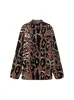 Vestido de Punto Jacquard de Cuello Alto con Estampado de Leopardo, Moda Transfronteriza Europea y Americana 2025, para Mujer