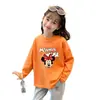 Camiseta Básica Estampa Cartoon Fofa Infantil 2026 Primavera e Outono Nova Gola Redonda Manga Longa para Meninas Algodão Puro