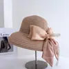 Sombrero de Sol a la Moda con Lazo para Mujer, Sombrero de Paja Versátil Casual para el Sol de Verano, Sombrero de Playa para Vacaciones, Moderno