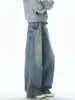 Jeans lavados retro americanos con bolsillo invertido para hombre y mujer, diseño de nicho de alta costura, marca de moda, pantalones holgados de pierna ancha