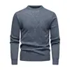 Suéter de Punto de Forro Polar para Hombre Otoño e Invierno Cuello Redondo Color Sólido Versátil Cálido Casual Pulóver Camisa Base para Hombre