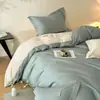 Luxo Leve Simples Estilo Nórdico Conjunto Completo de Roupa de Cama de Algodão Jogo de Quatro Peças Cor Sólida Toque de Luxo Lençol de Algodão Capa de Edredom Roupa de Cama para Quatro Estações