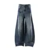 Jeans Lavados de Estilo Americano de Moda de Alta Gama, Novedosos, Estilo Scimitar, Pantalones Casuales de Pierna Ancha, Unisex, de Largo hasta el Suelo