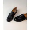 Versión de Piel de Oveja Cuero Genuino Suela Gruesa Velcro Mocasines para Mujer Uso Diario Tacón Grueso Zapatos Individuales Slip-on Estilo Británico Zapatos Pequeños de Cuero