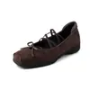 Zapatos Mary Jane Deportivos de Ballet Versátiles y Cómodos con Lazo, Piel de Vaca, Otoño 2026 Tacón Medio Punta Cuadrada Zapatos de Cuero Genuino para Mujer